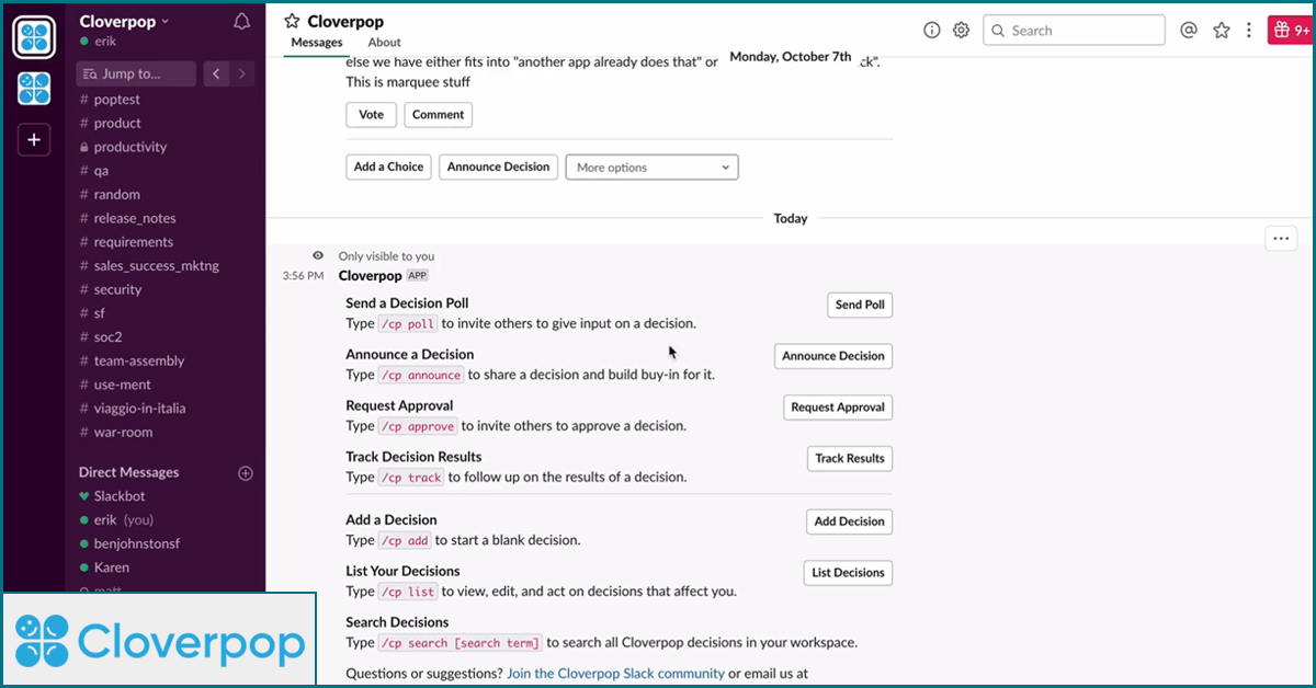 Slack decision making app