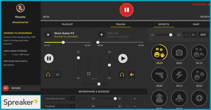 Stitcher broadcaster window