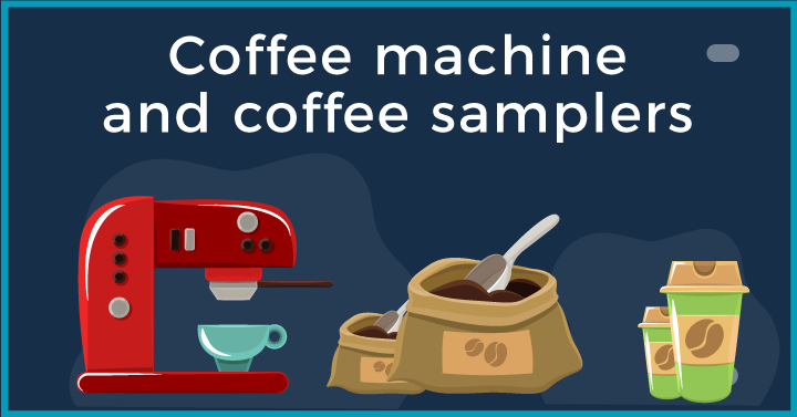 Coffee machine and coffee samplers