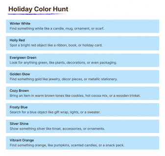 Holiday Color Hunt