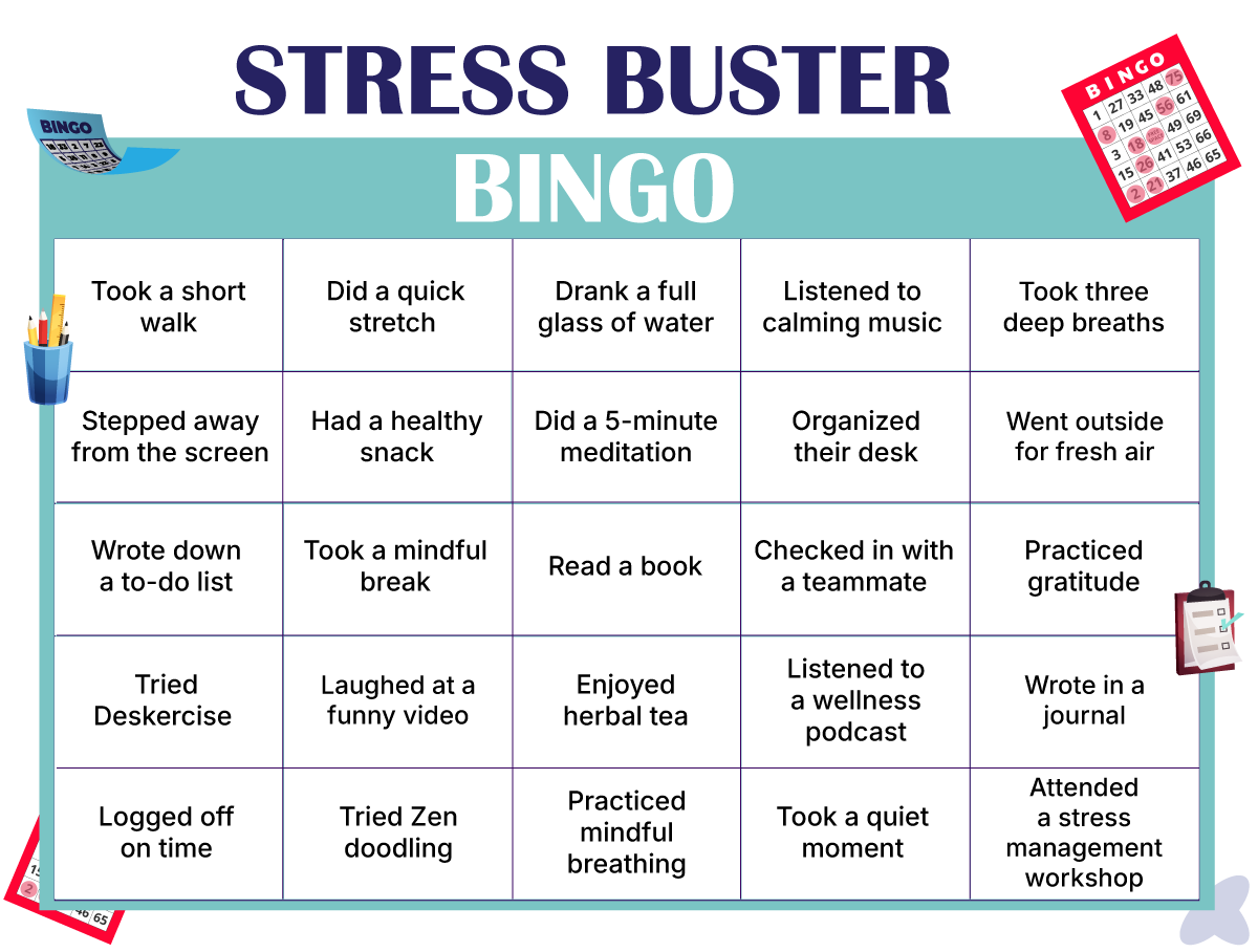 Stress Buster Bingo