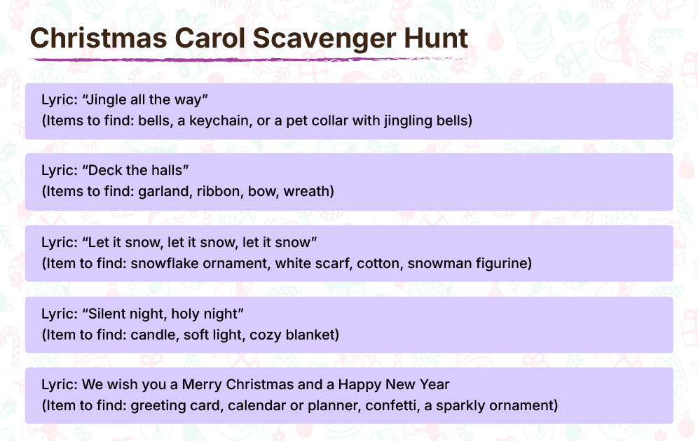Christmas Carol Scavenger Hunt